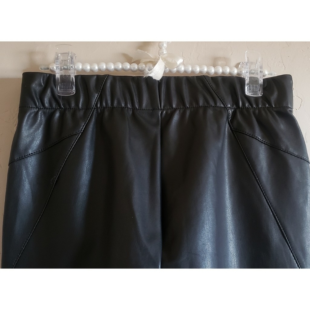 Anthropologie PILCRO Pants 26P Glasgow Black Vegan Leather Zippered Skinny Hem - Picture 9 of 15